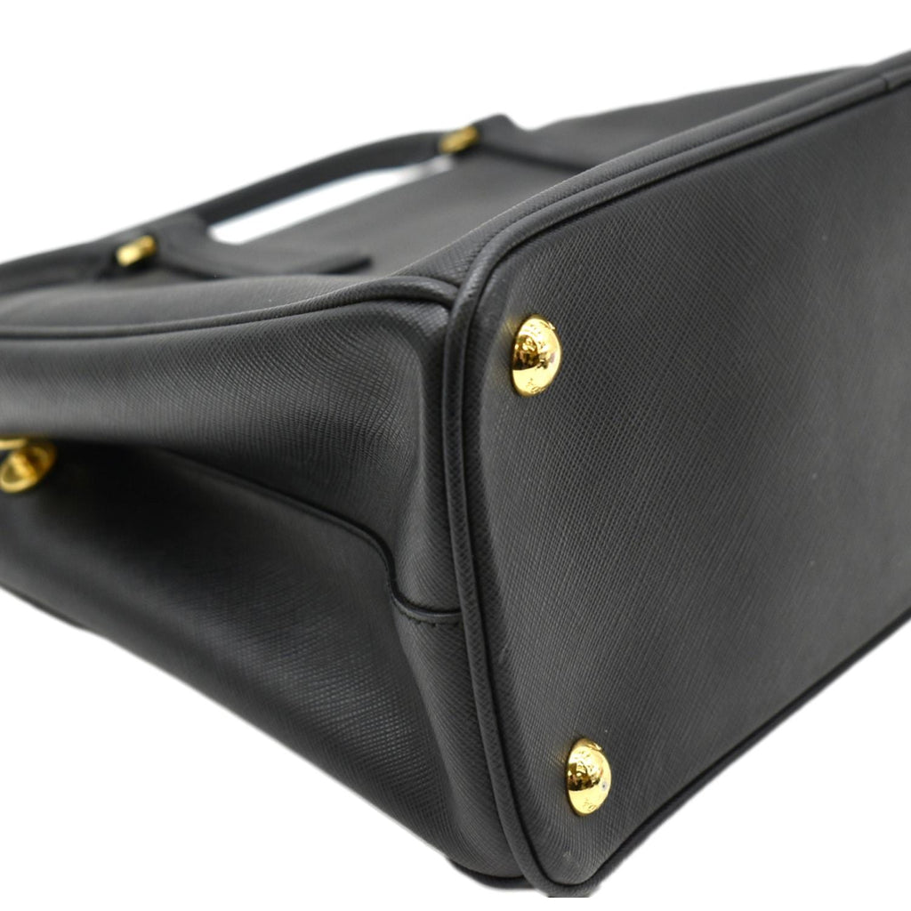 PRADA Galleria Double-Zip small Saffiano Leather Tote Bag Black