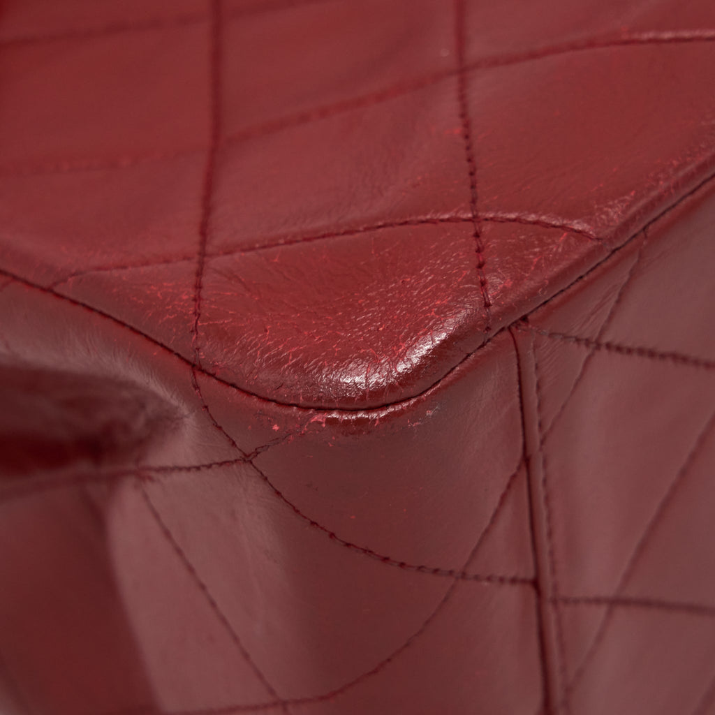 Chanel Vintage Maxi Flap Bag Lambskin Red