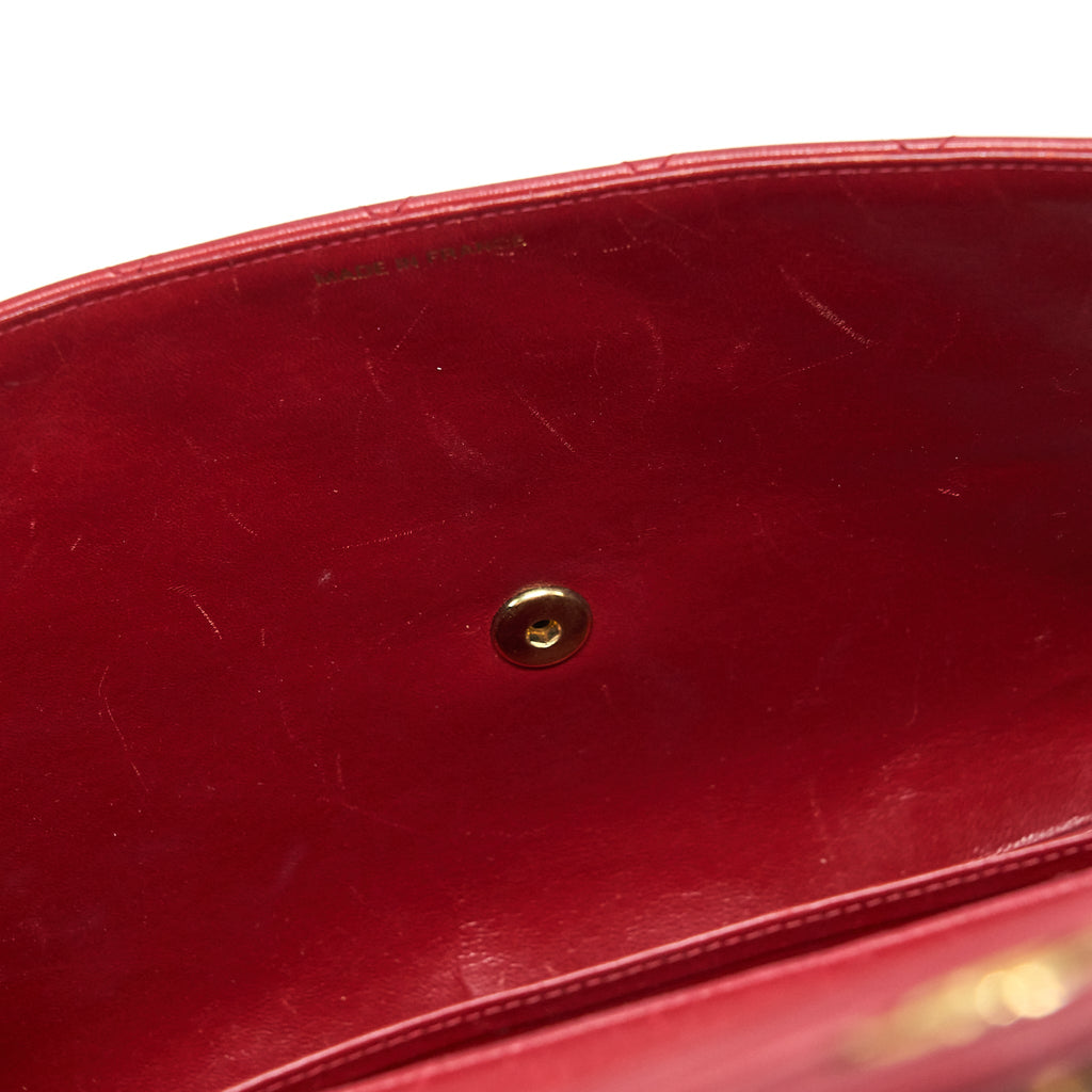 Chanel Vintage Maxi Flap Bag Lambskin Red
