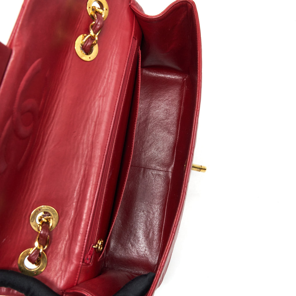 Chanel Vintage Maxi Flap Bag Lambskin Red