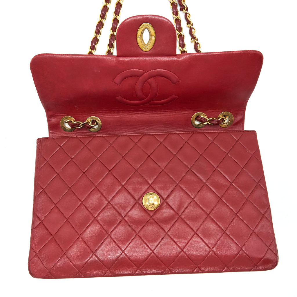 Chanel Vintage Maxi Flap Bag Lambskin Red