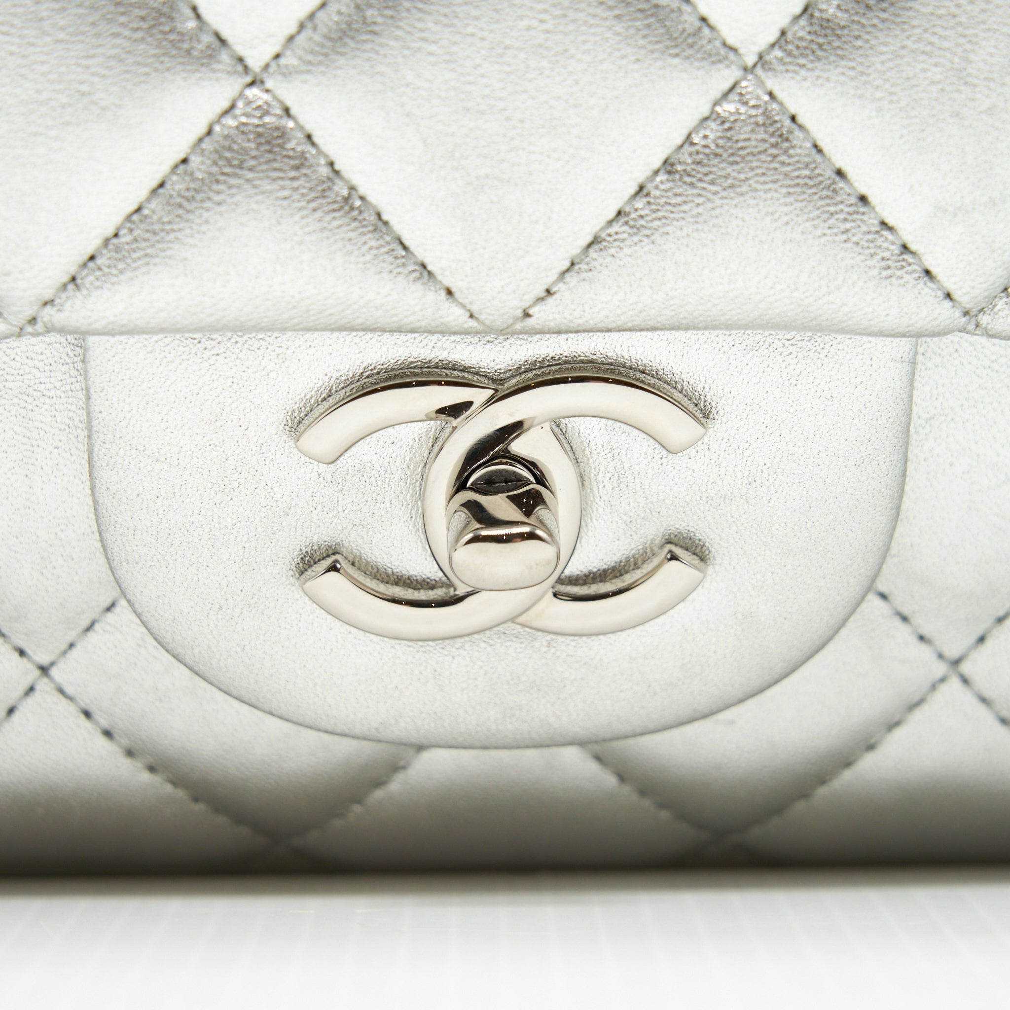 Chanel Maxi Classic Double Flap Bag Lambskin Sliver