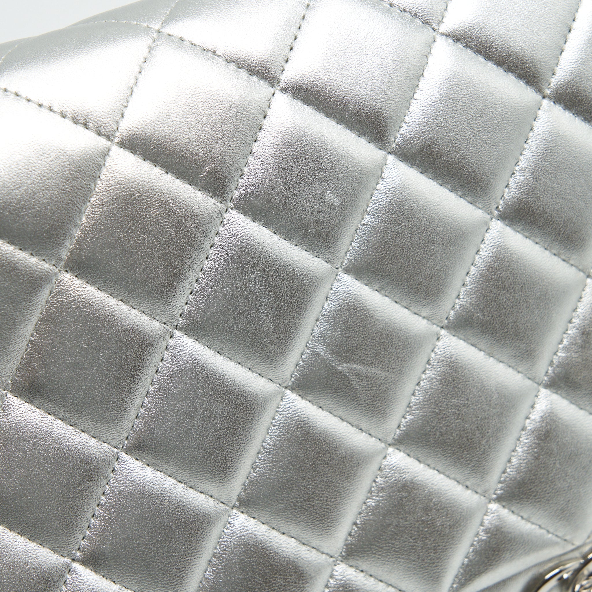 Chanel Maxi Classic Double Flap Bag Lambskin Sliver