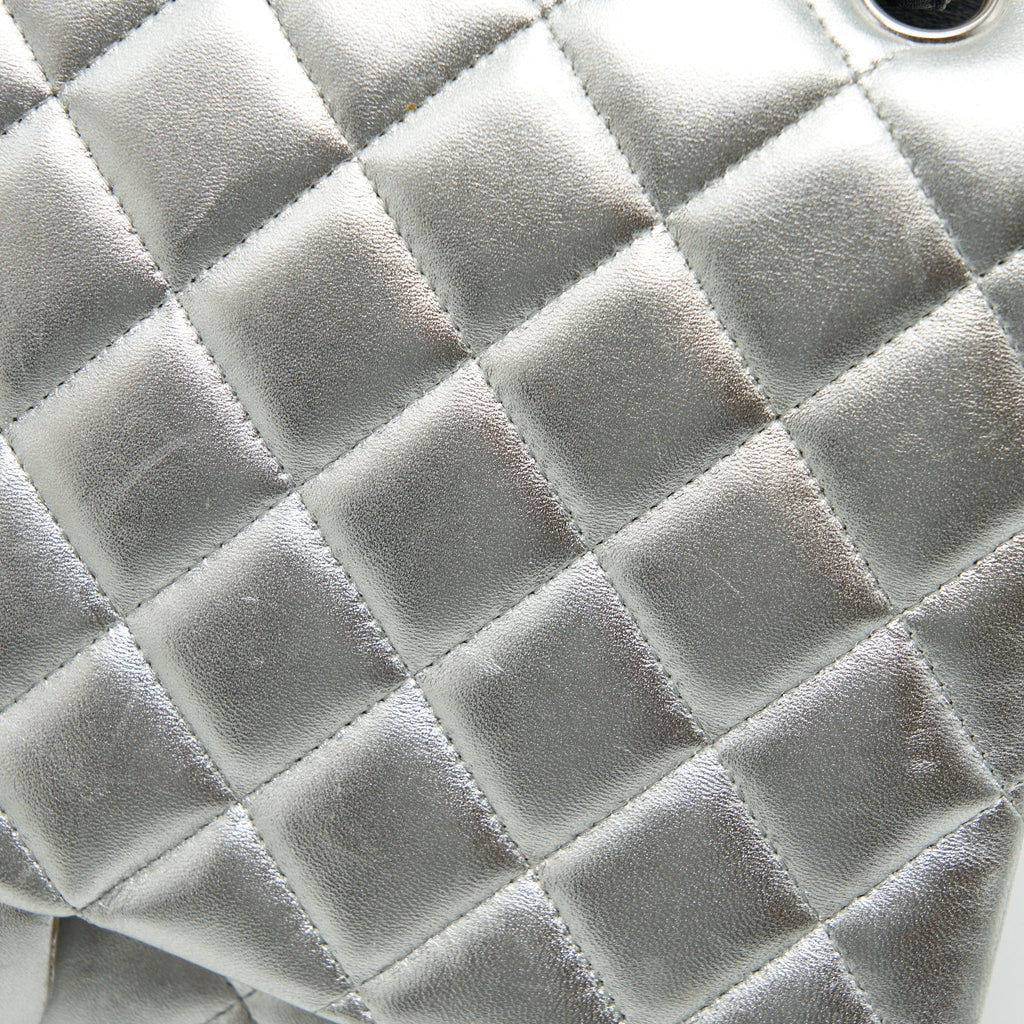 Chanel Maxi Classic Double Flap Bag Lambskin Sliver