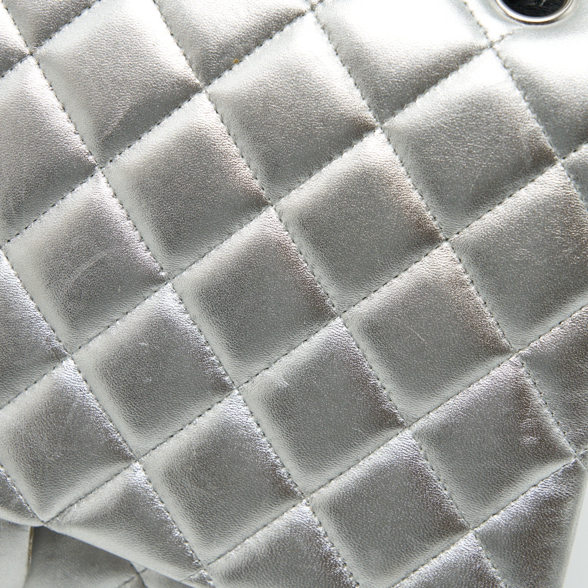 Chanel Maxi Classic Double Flap Bag Lambskin Sliver