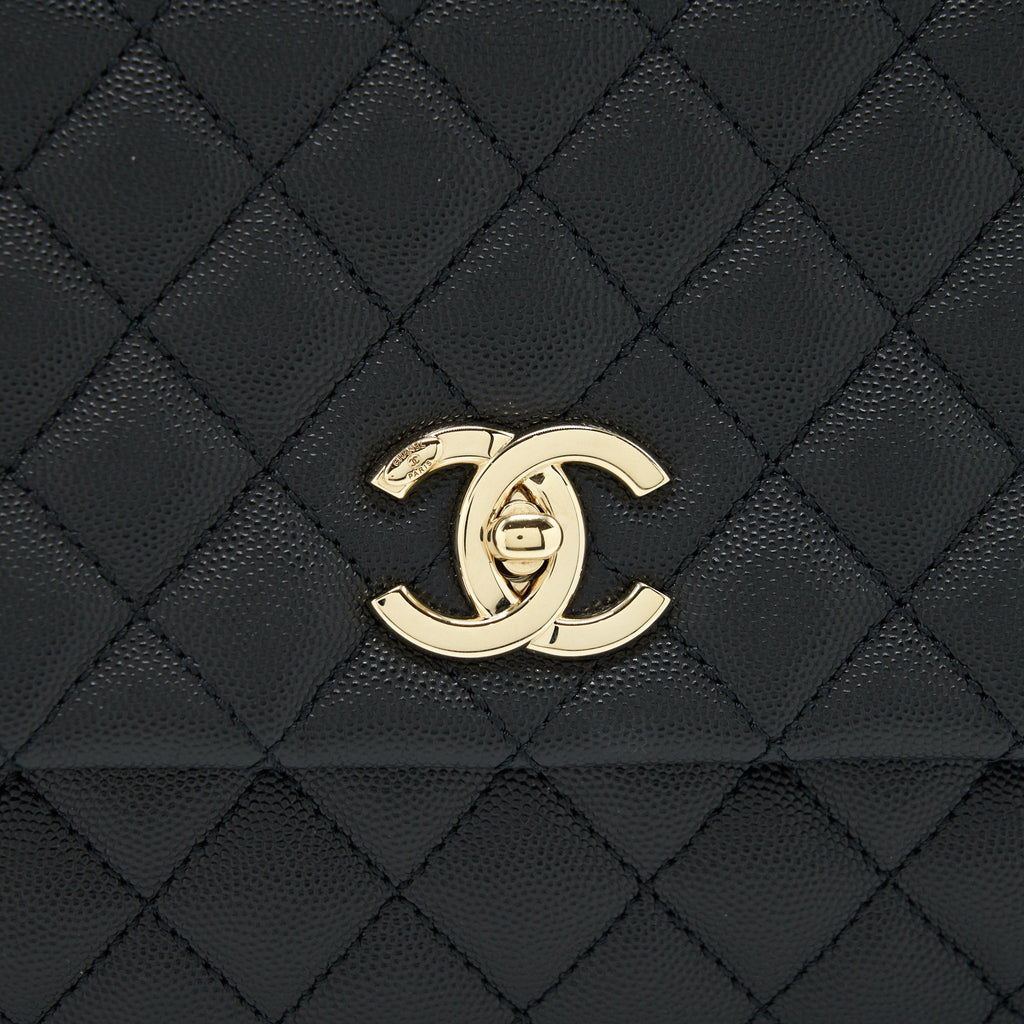 Chanel Medium Coco Handle 28cm Caviar Black L
