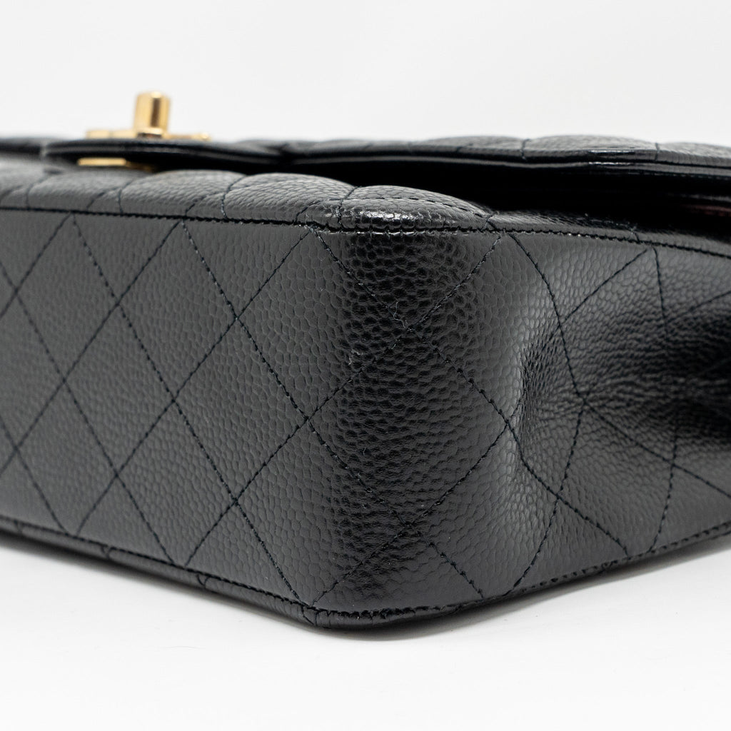 CHANEL Medium Classic Double Flap Bag Caviar Black  (Microchip)