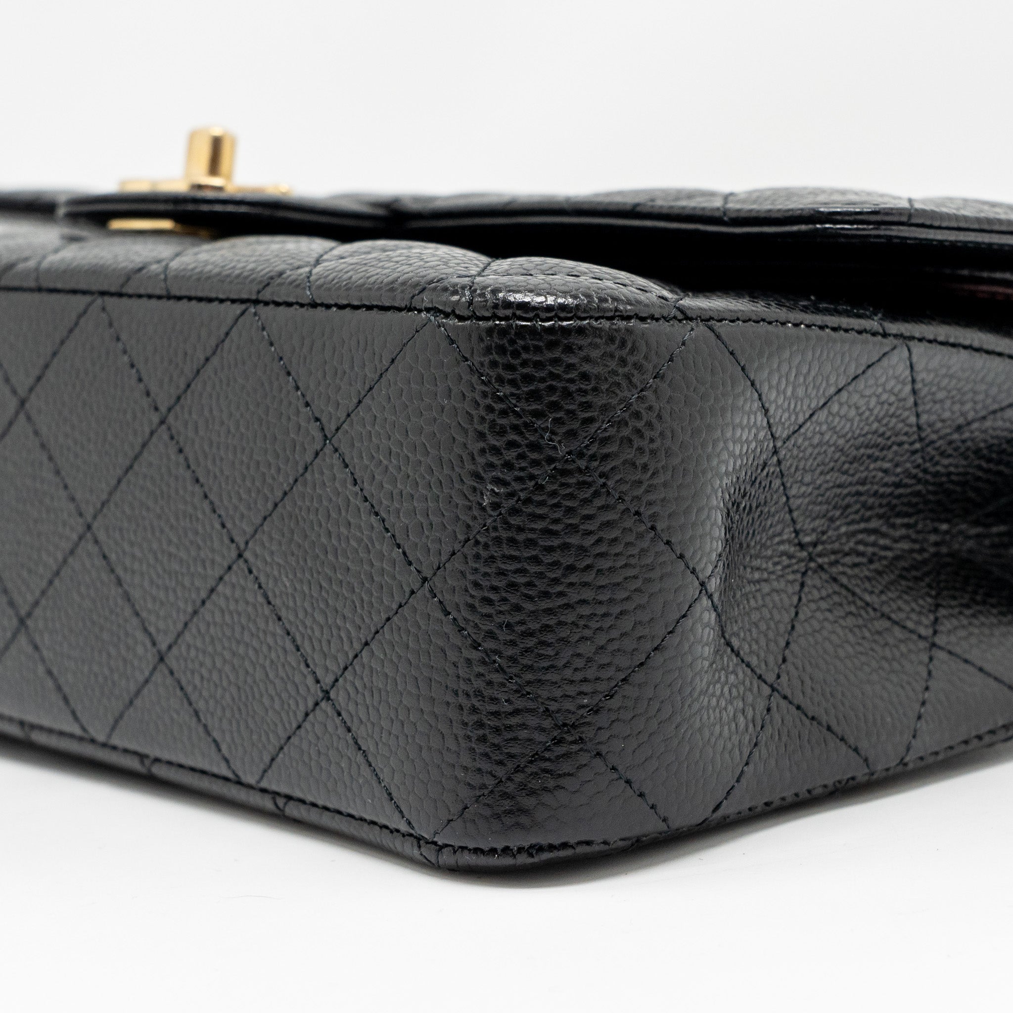 CHANEL Medium Classic Double Flap Bag Caviar Black  (Microchip)