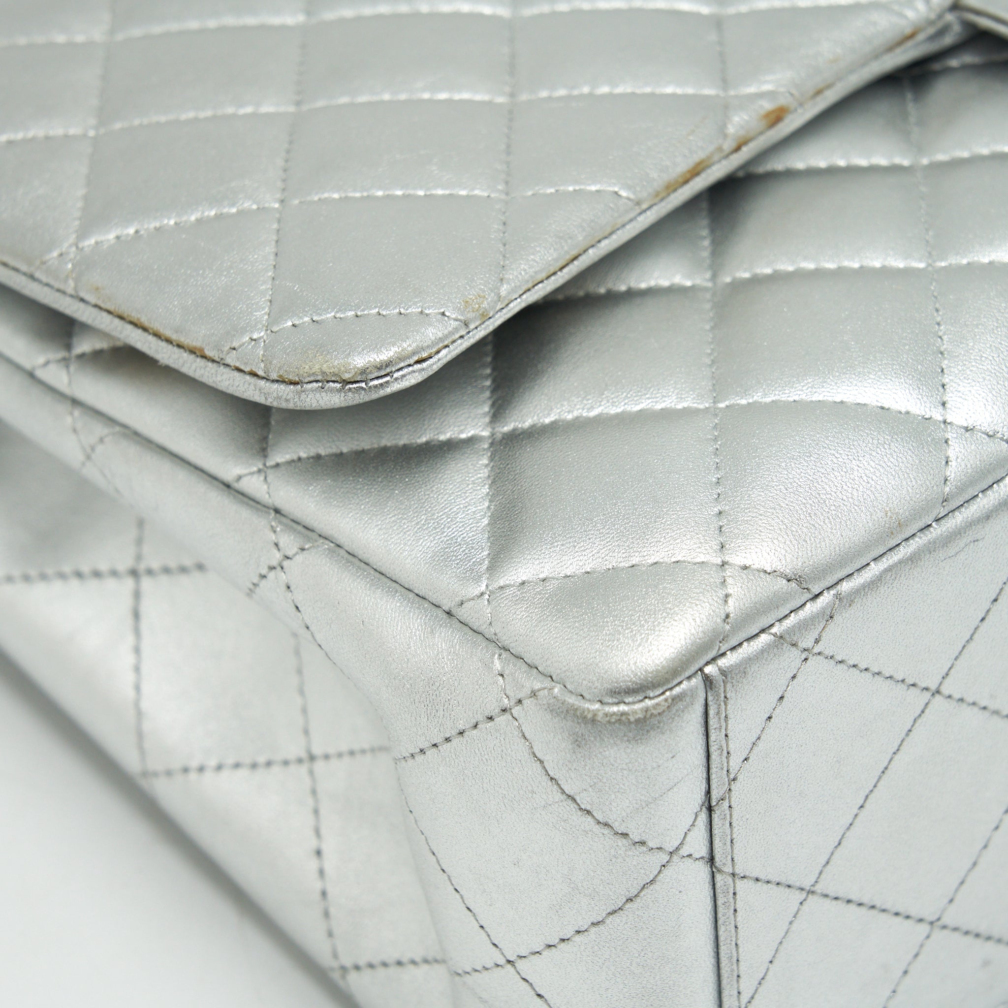 Chanel Maxi Classic Double Flap Bag Lambskin Sliver