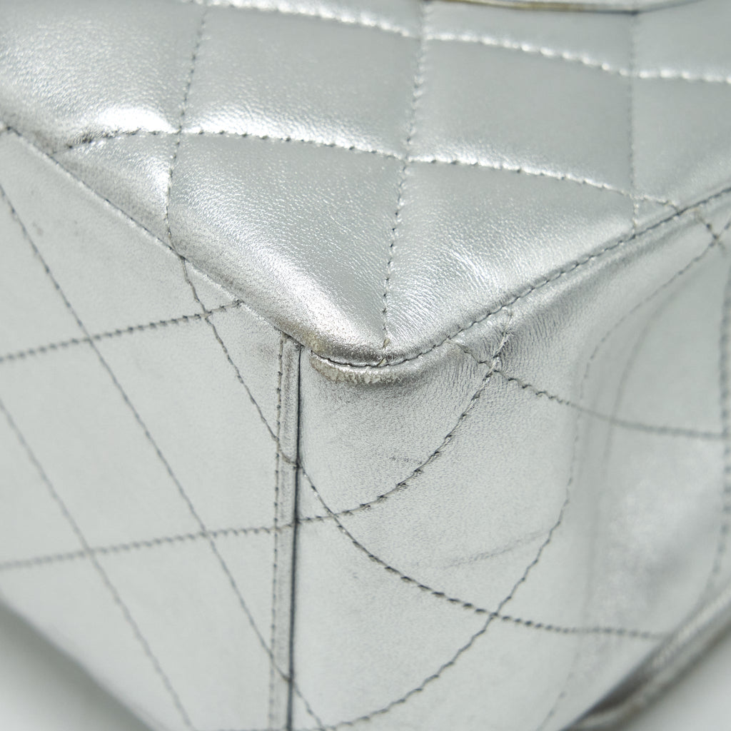 Chanel Maxi Classic Double Flap Bag Lambskin Sliver