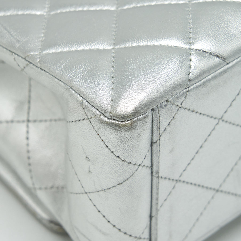 Chanel Maxi Classic Double Flap Bag Lambskin Sliver
