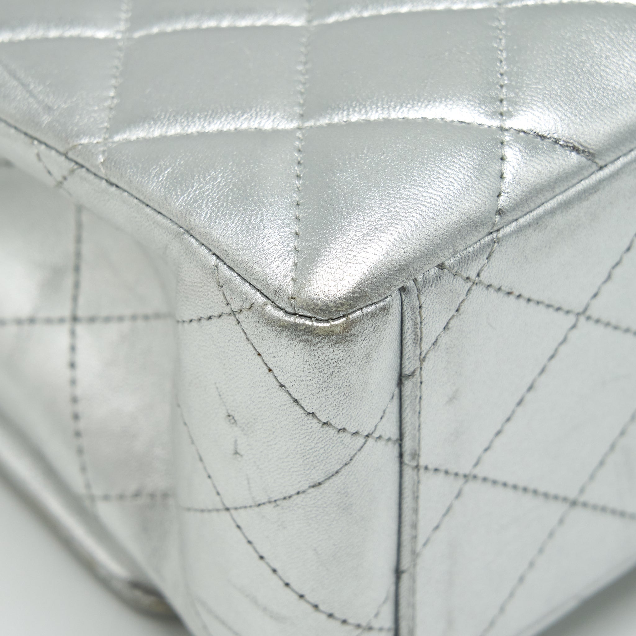 Chanel Maxi Classic Double Flap Bag Lambskin Sliver