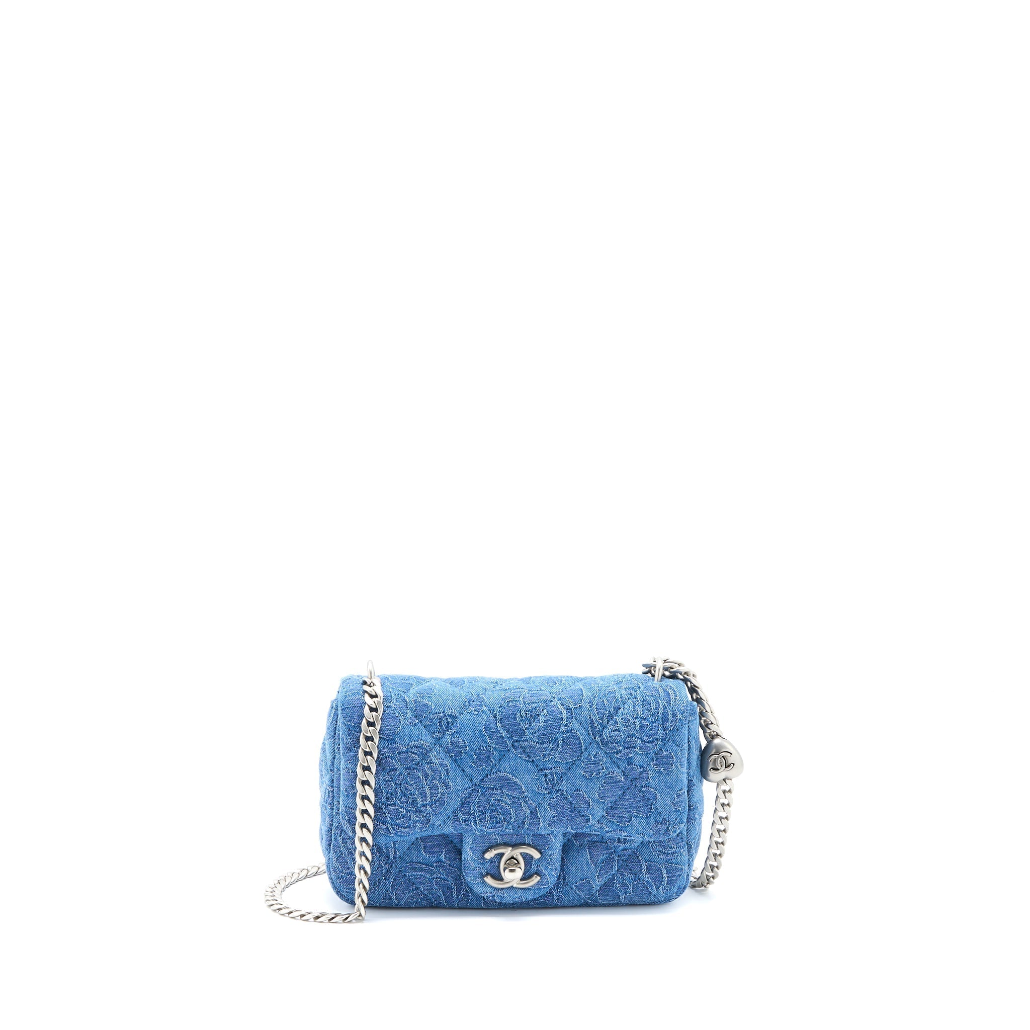 Chanel Coco Love Flap Bag Camellia Denim Blue  (Microchip)