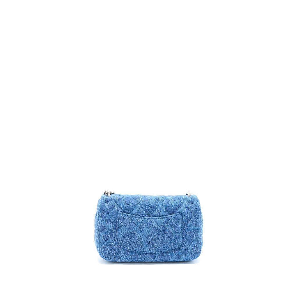 Chanel Coco Love Flap Bag Camellia Denim Blue  (Microchip)