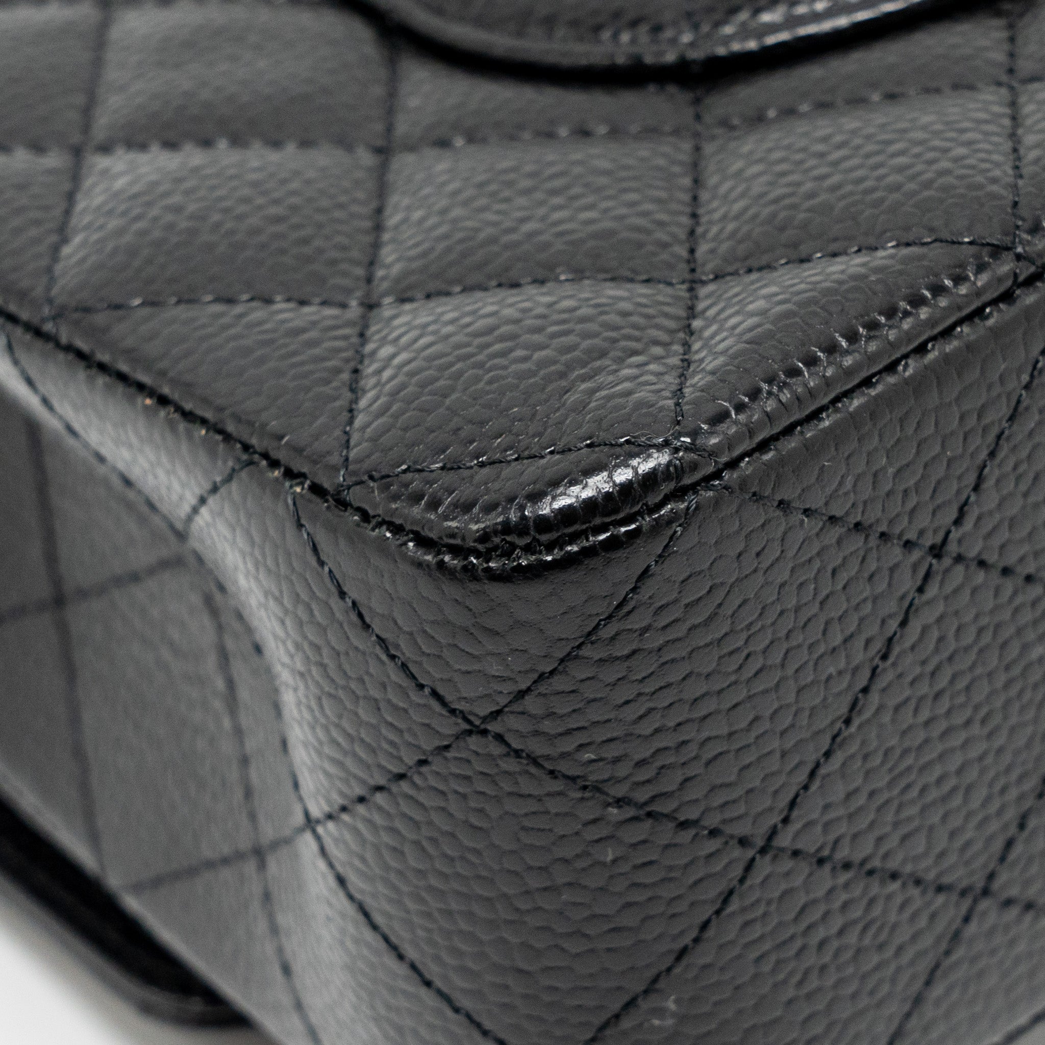 CHANEL Medium Classic Double Flap Bag Caviar Black  (Microchip)