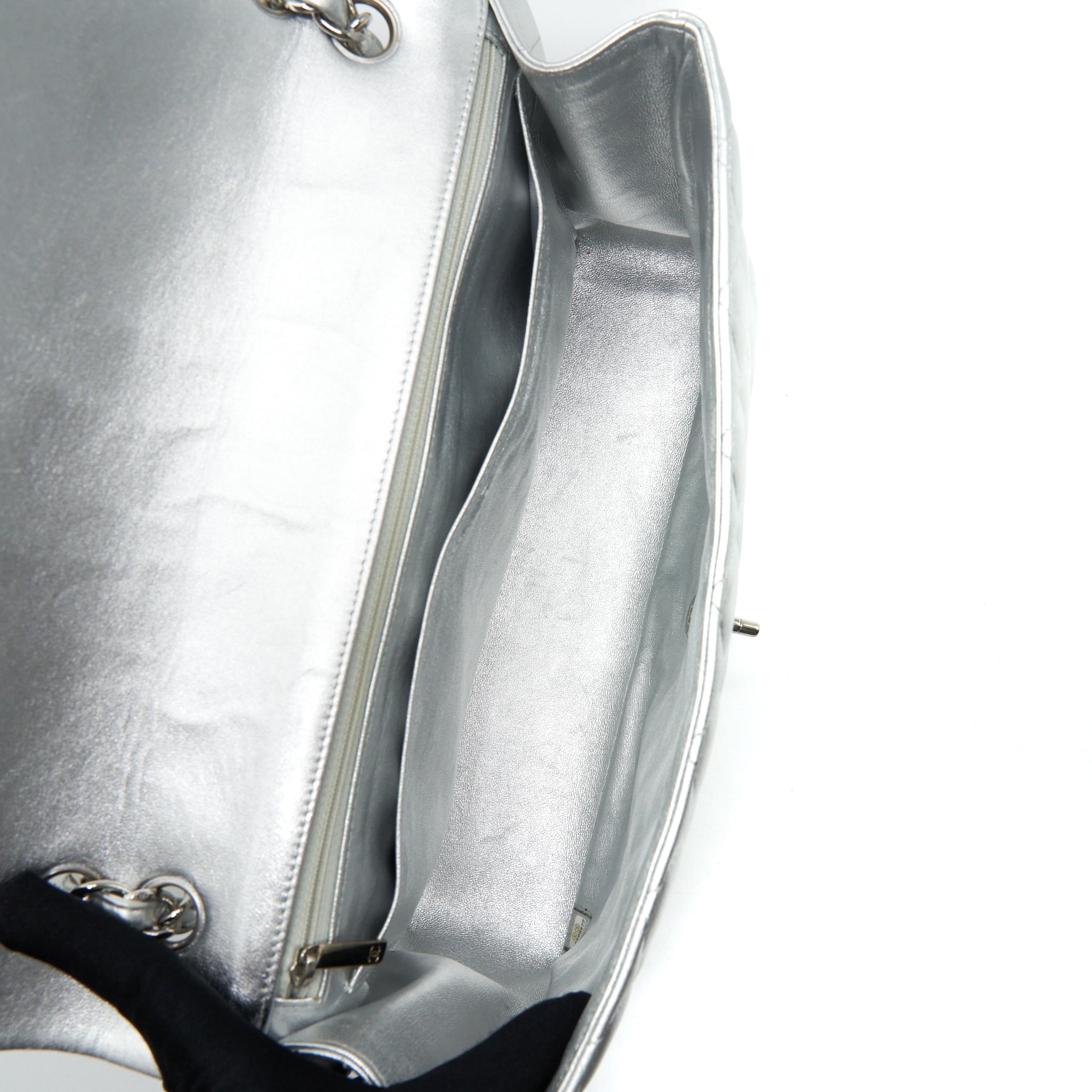 Chanel Maxi Classic Double Flap Bag Lambskin Sliver