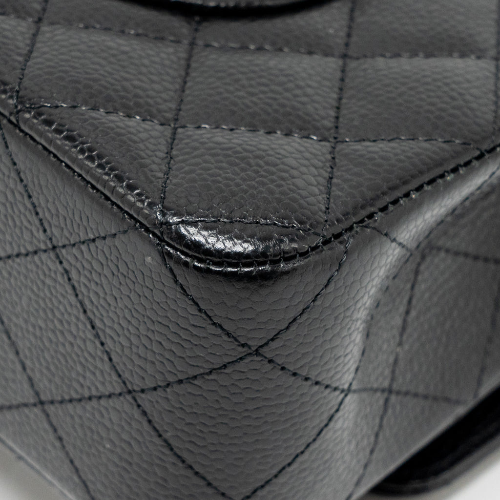 CHANEL Medium Classic Double Flap Bag Caviar Black  (Microchip)