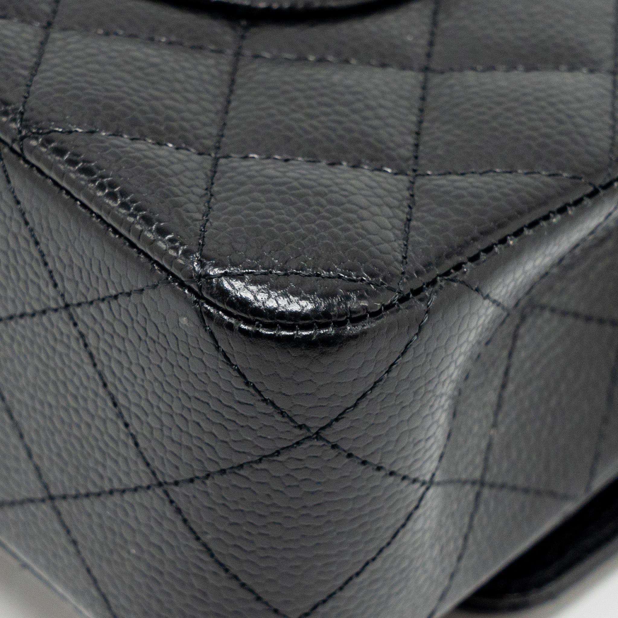 CHANEL Medium Classic Double Flap Bag Caviar Black  (Microchip)
