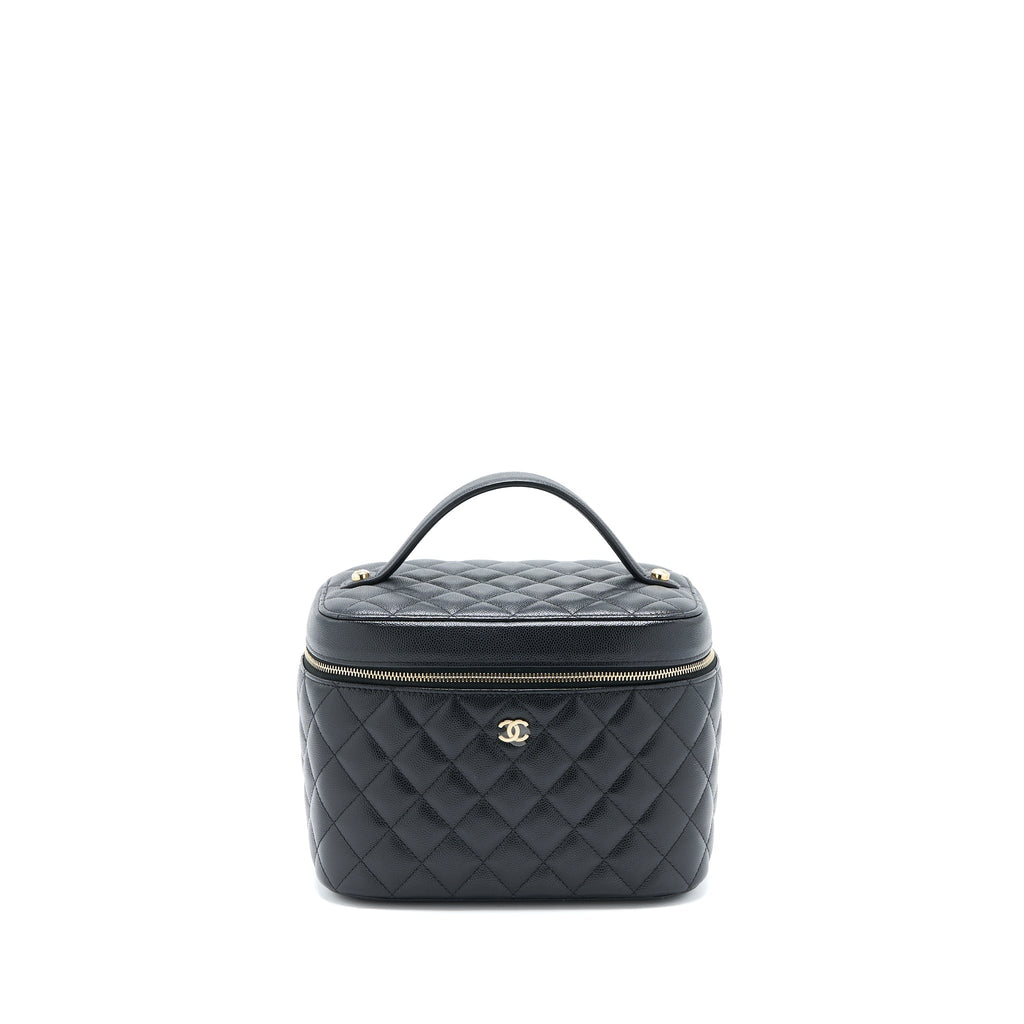 Chanel Top Handle Vanity Case Caviar Black L