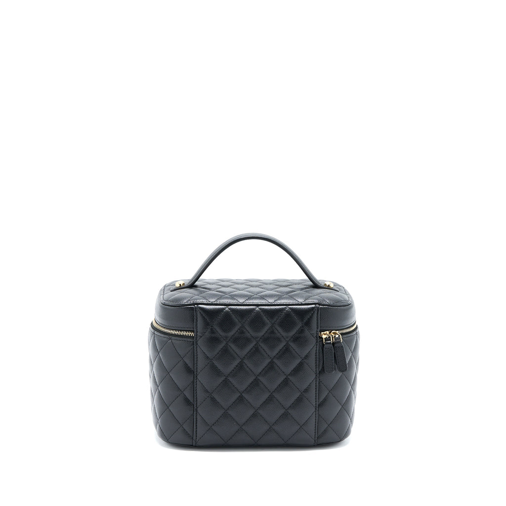 Chanel Top Handle Vanity Case Caviar Black L