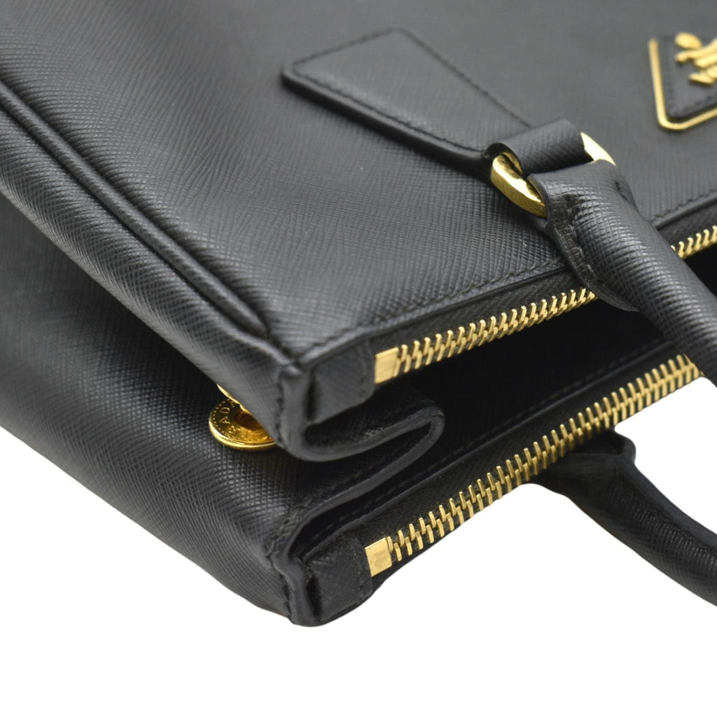 PRADA Galleria Double-Zip small Saffiano Leather Tote Bag Black
