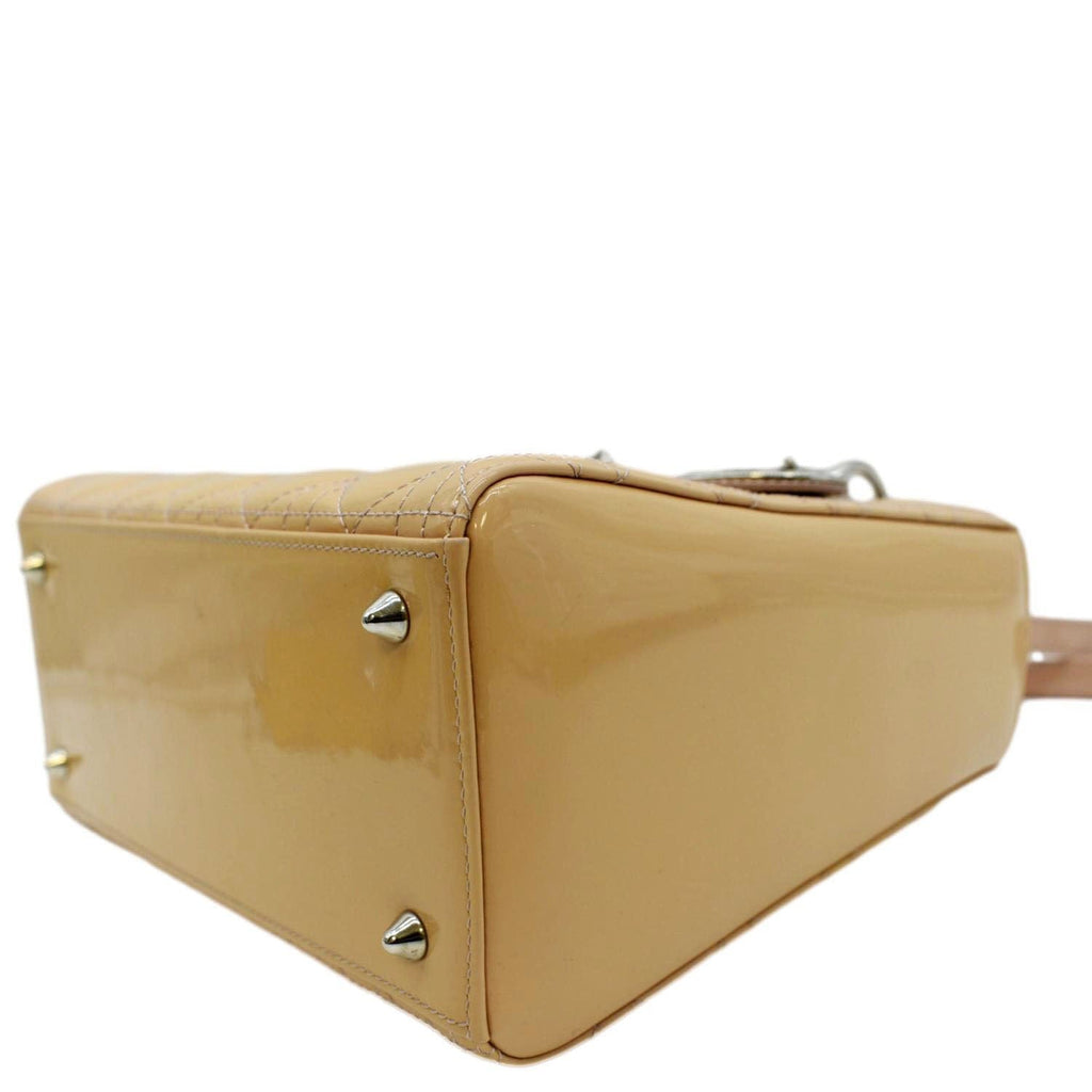 CHRISTIAN DIOR Medium Lady Dior Cannage Lambskin Leather Shoulder Bag Yellow
