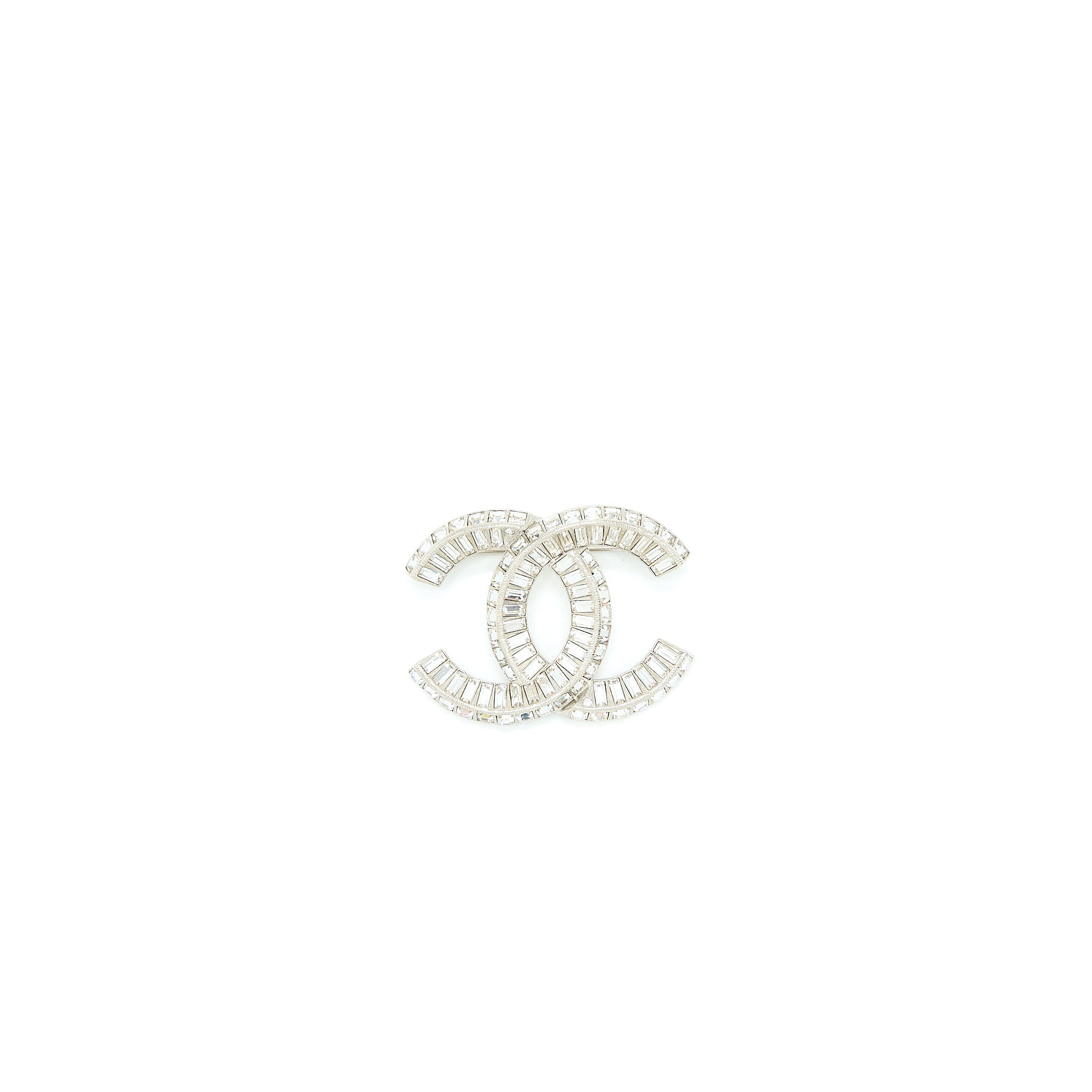 Chanel CC Logo Brooch Metal/Strass Silver Tone