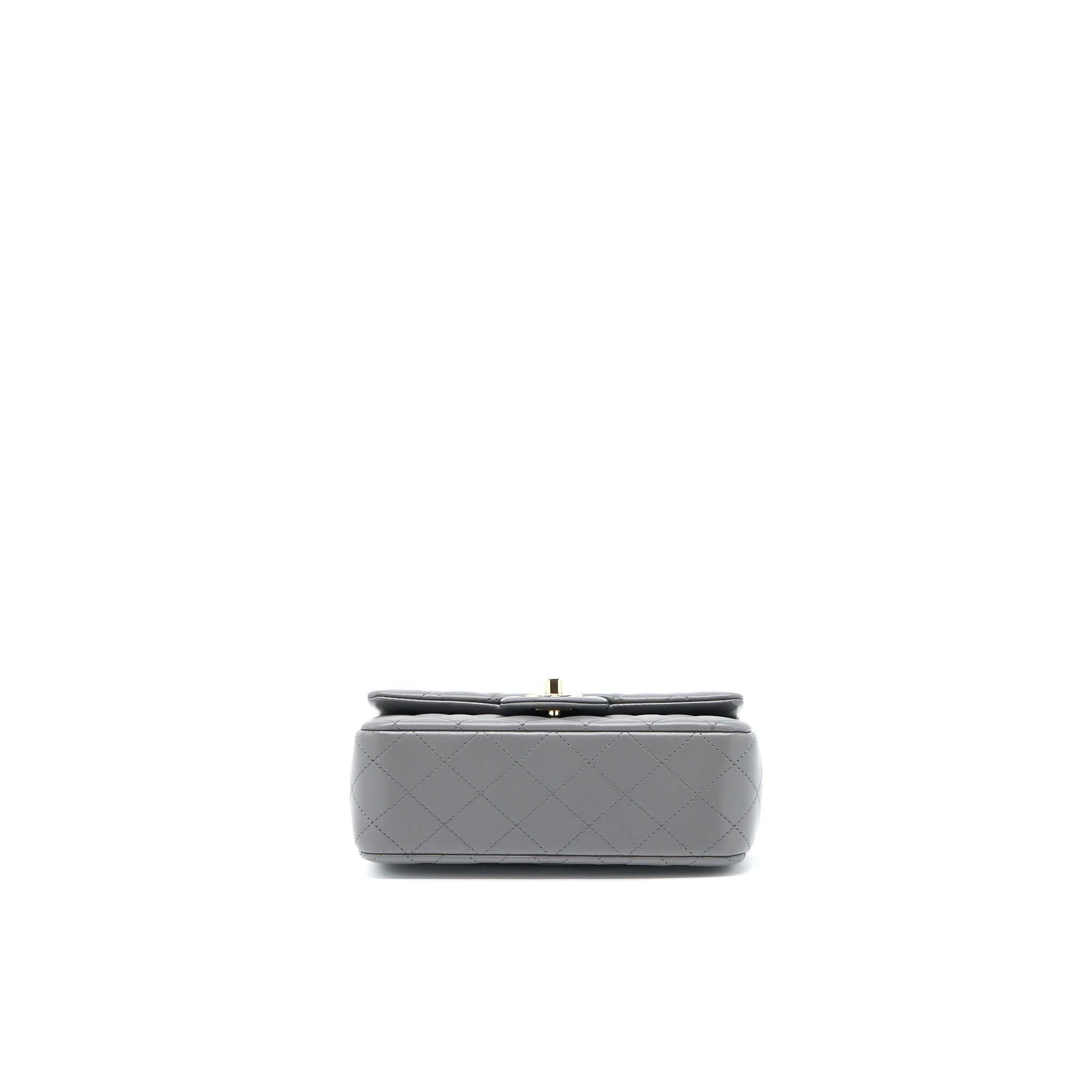 Chanel Top Handle Mini Rectangular Flap Bag Lambskin Grey L (Microchip)