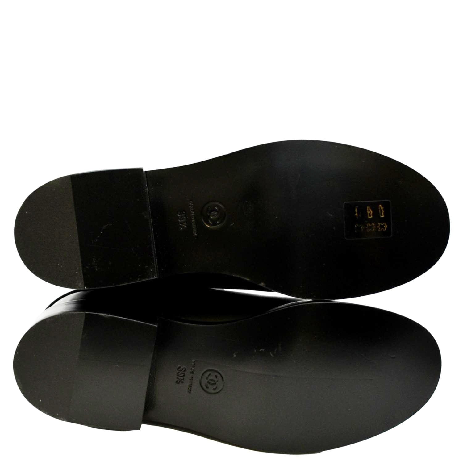 CHANEL Camellia Leather Boot Black Size 39.5