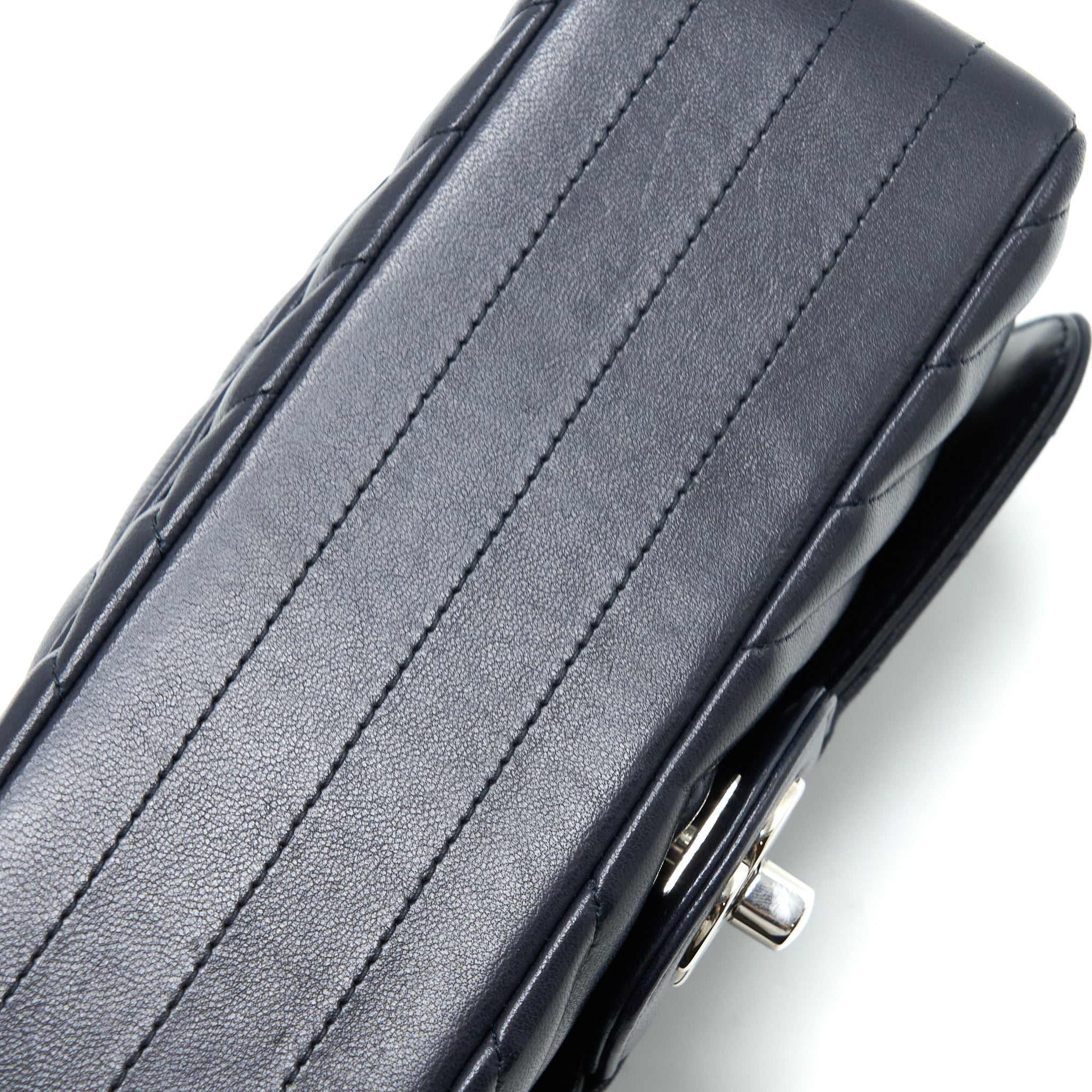 Chanel Mini Rectangular Flap Bag Chevron Lambskin Navy