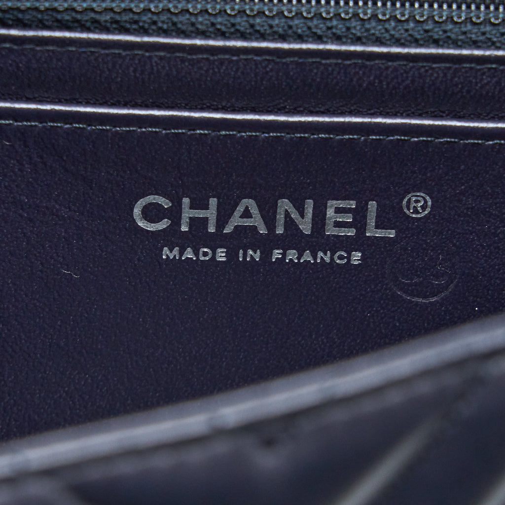 Chanel Mini Rectangular Flap Bag Chevron Lambskin Navy