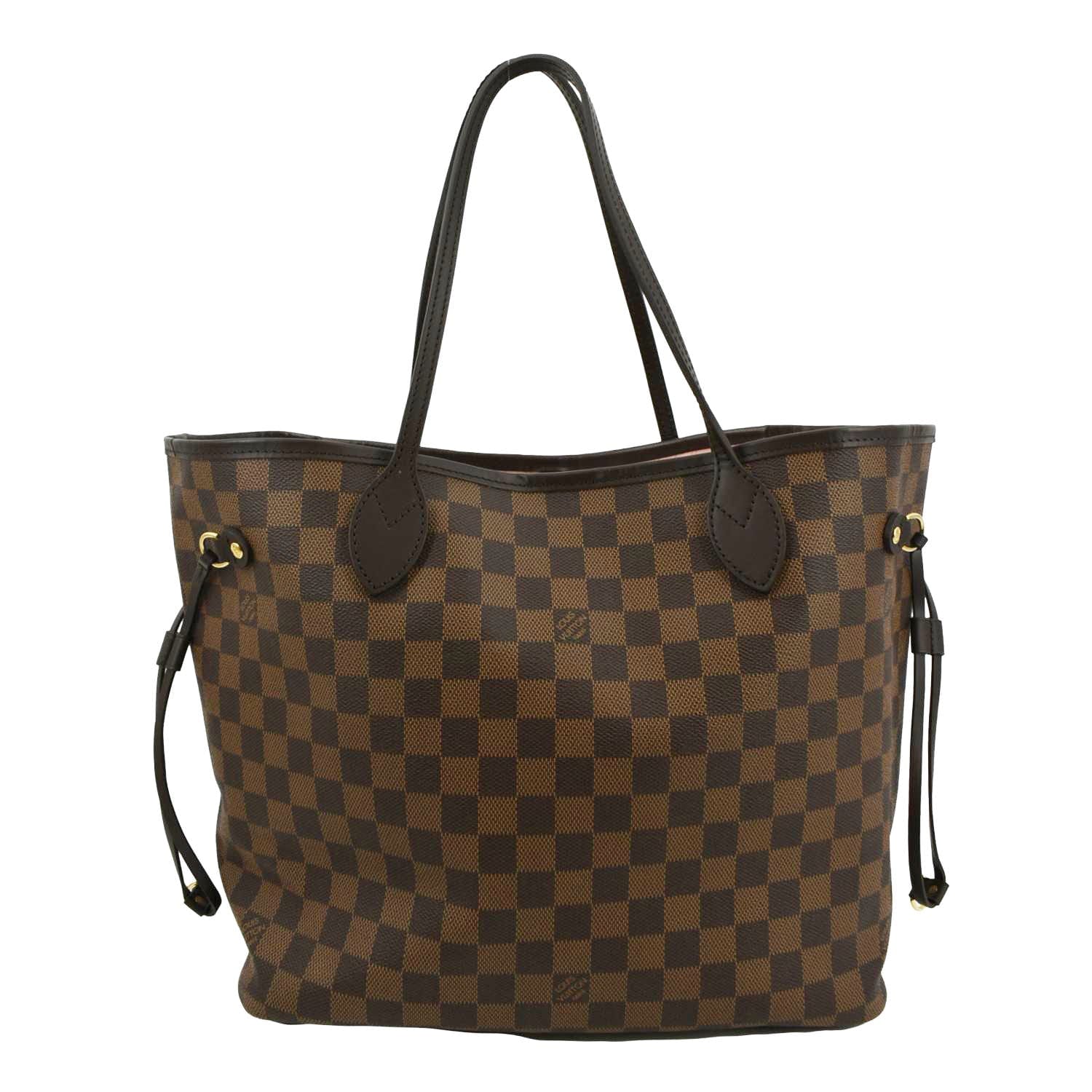 LOUIS VUITTON Neverfull MM Damier Ebene Tote Bag Rose Ballerine