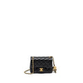 Chanel Pearl Crush Mini Square Flap Bag Lambskin Black Brushed  (Microchip)