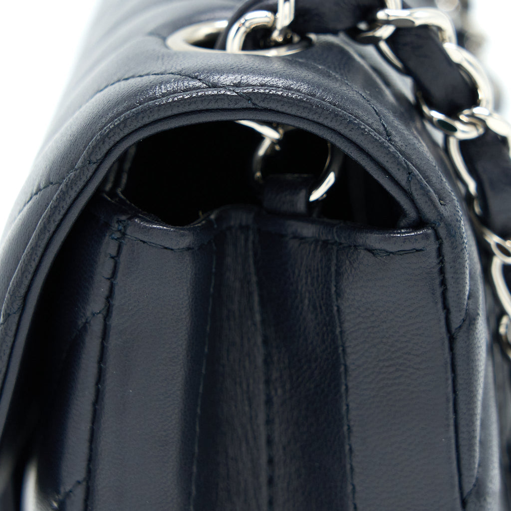 Chanel Mini Rectangular Flap Bag Chevron Lambskin Navy