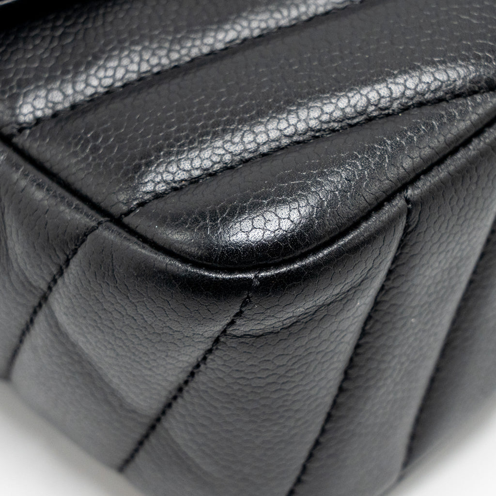 Chanel Envelop Flap Bag Chevron Caviar Black