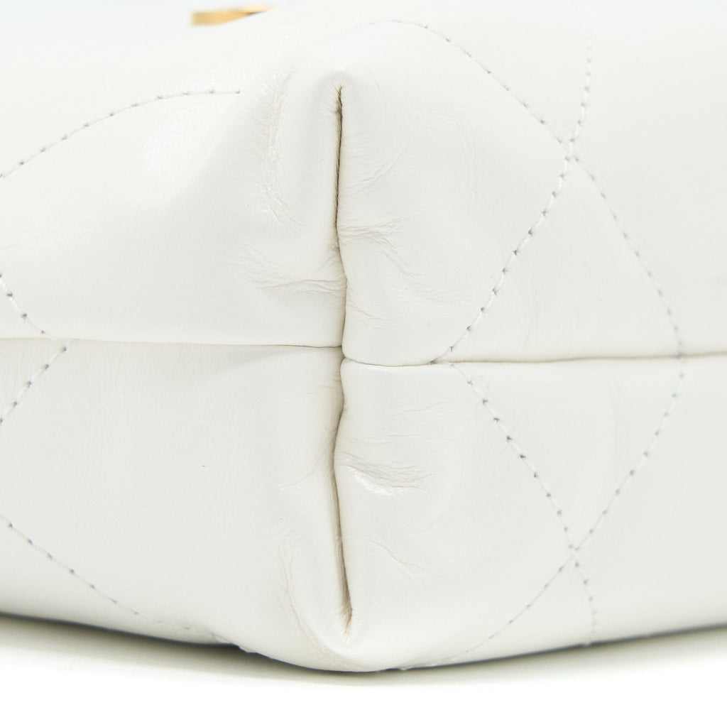 Chanel 23S Mini 22 Bag Shiny Calfskin White  (Microchip)