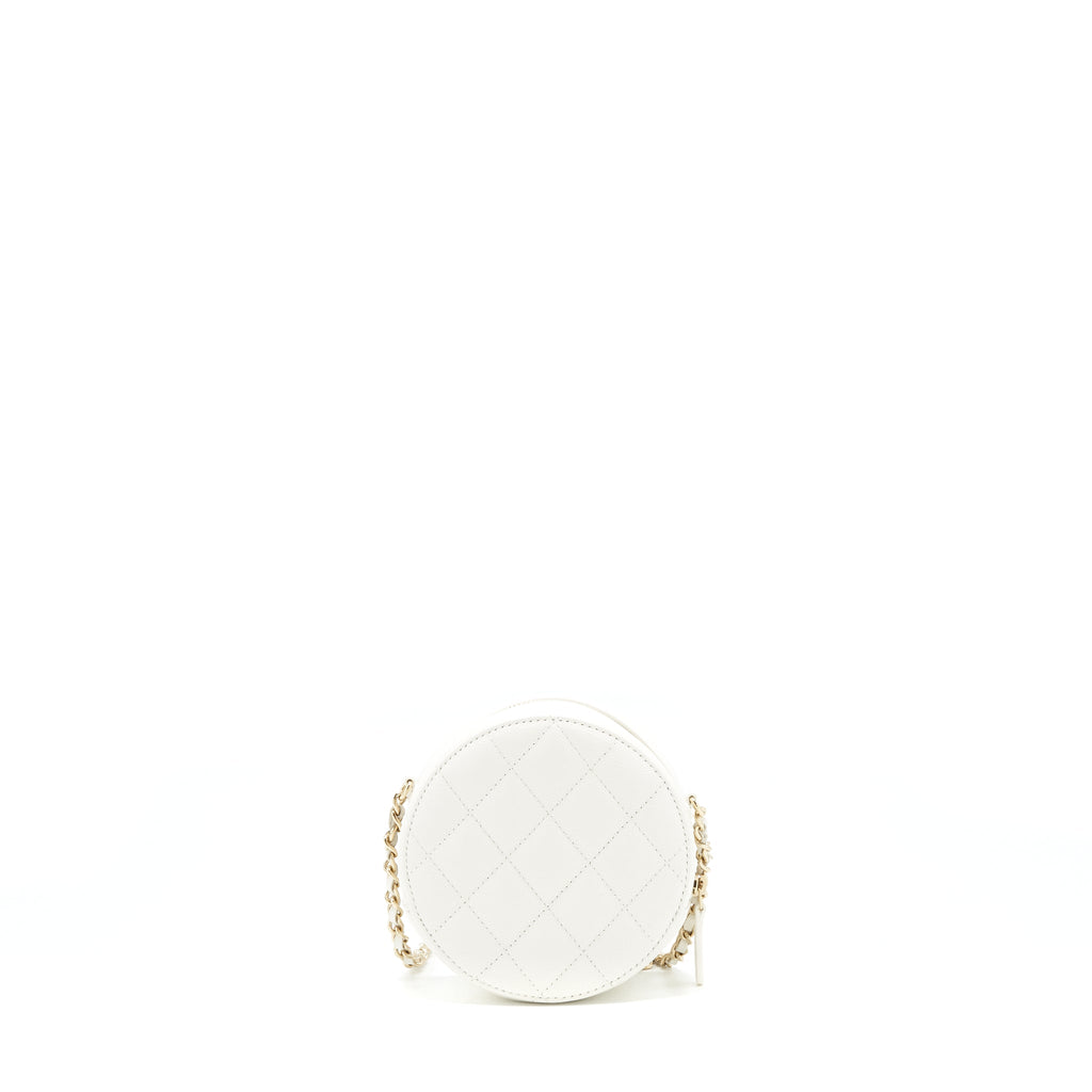Chanel Round mini Bag Caviar white L