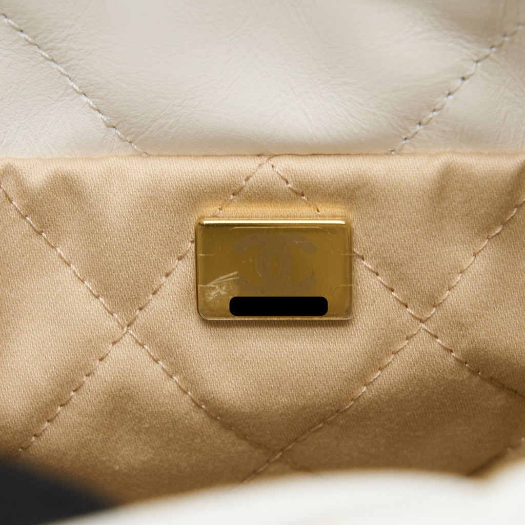 Chanel 23S Mini 22 Bag Shiny Calfskin White  (Microchip)