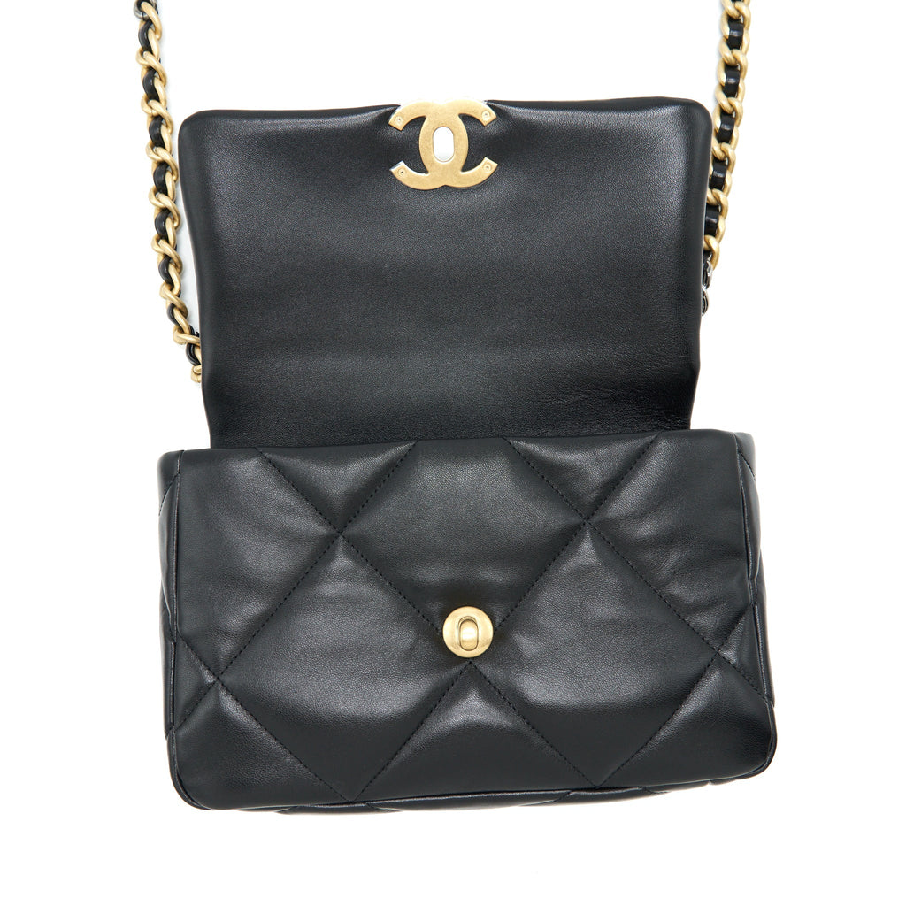 Chanel Small 19 Bag Lambskin Black With Multicolour Hardware