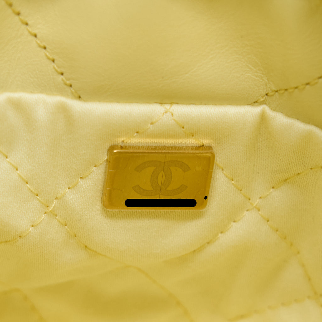 Chanel 23S Mini 22 Bag Shiny Calfskin Light Yellow  (Microchip)