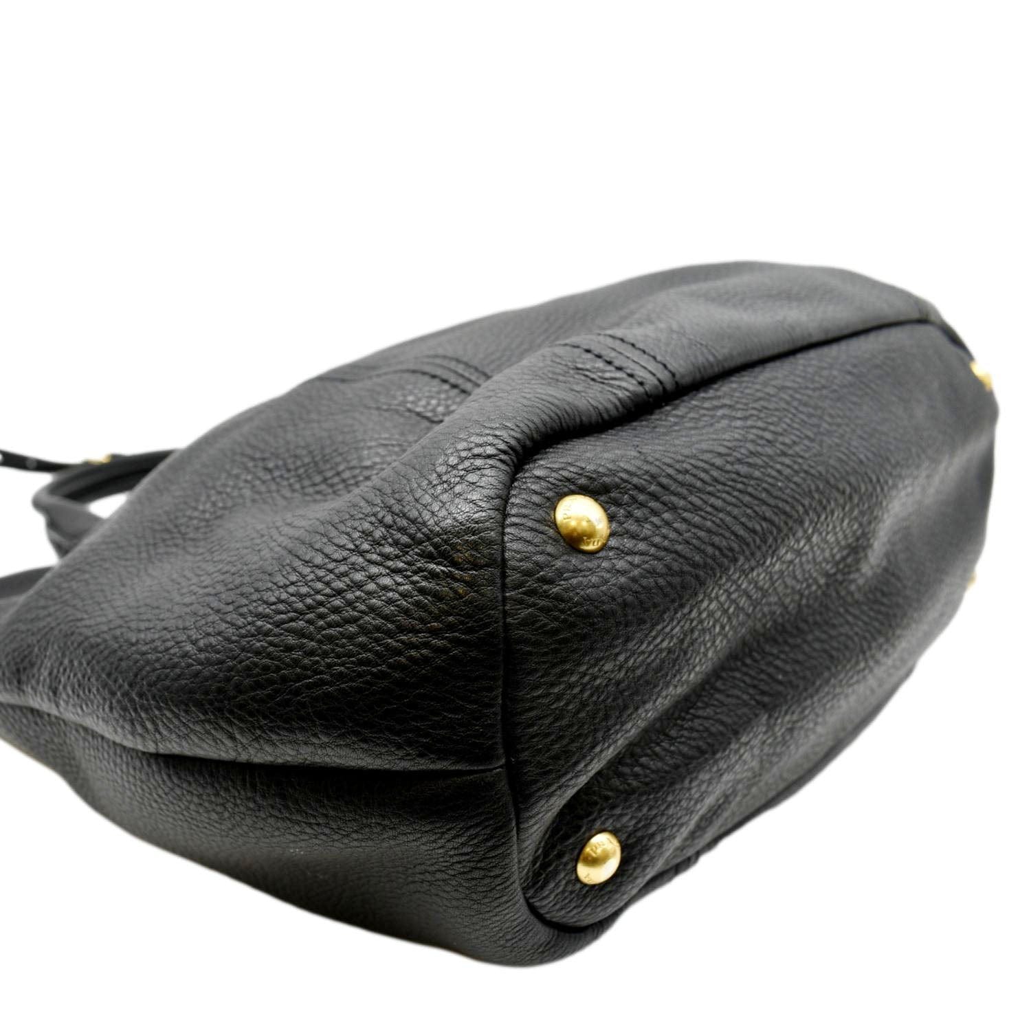 PRADA Vitello Daino Large leather Tote Shoulder Bag Black
