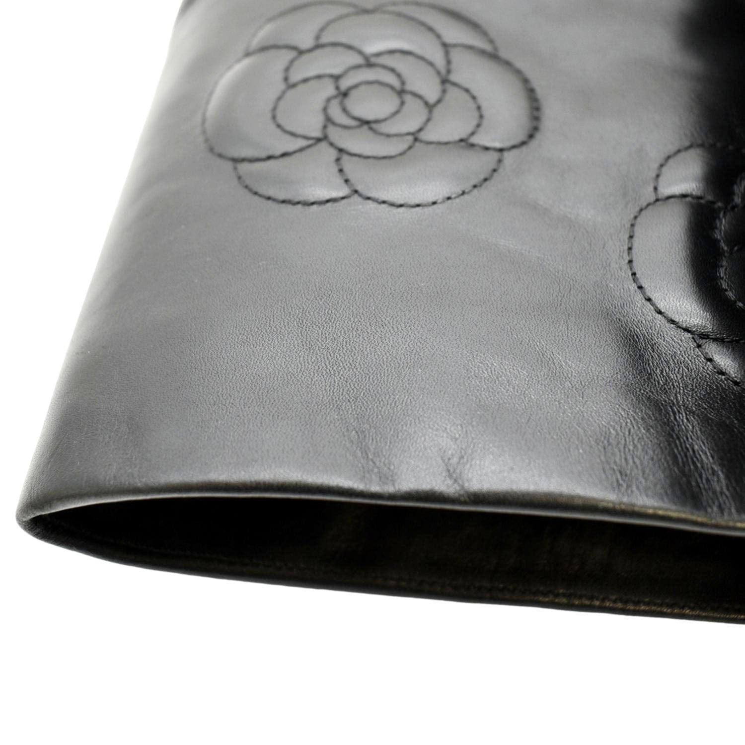 CHANEL Camellia Leather Boot Black Size 39.5