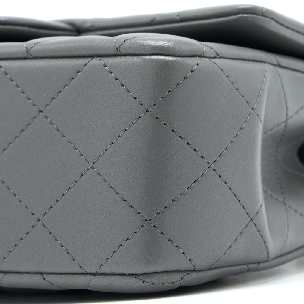 Chanel Top Handle Mini Rectangular Flap Bag Lambskin Grey L (Microchip)