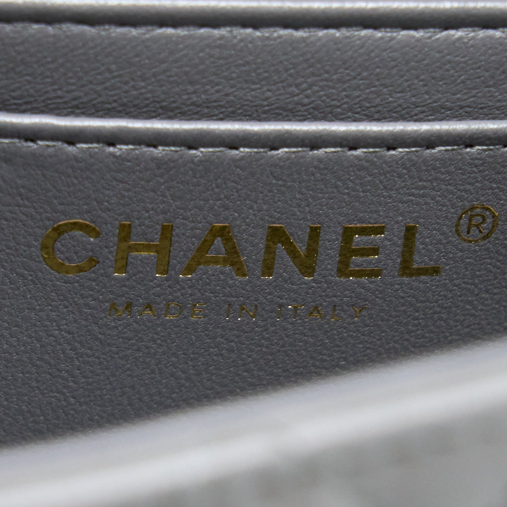 Chanel Top Handle Mini Rectangular Flap Bag Lambskin Grey L (Microchip)