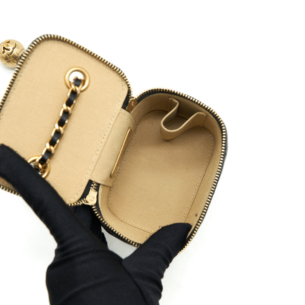 Chanel Pearl Crush Mini Vanity Case Lambskin Black