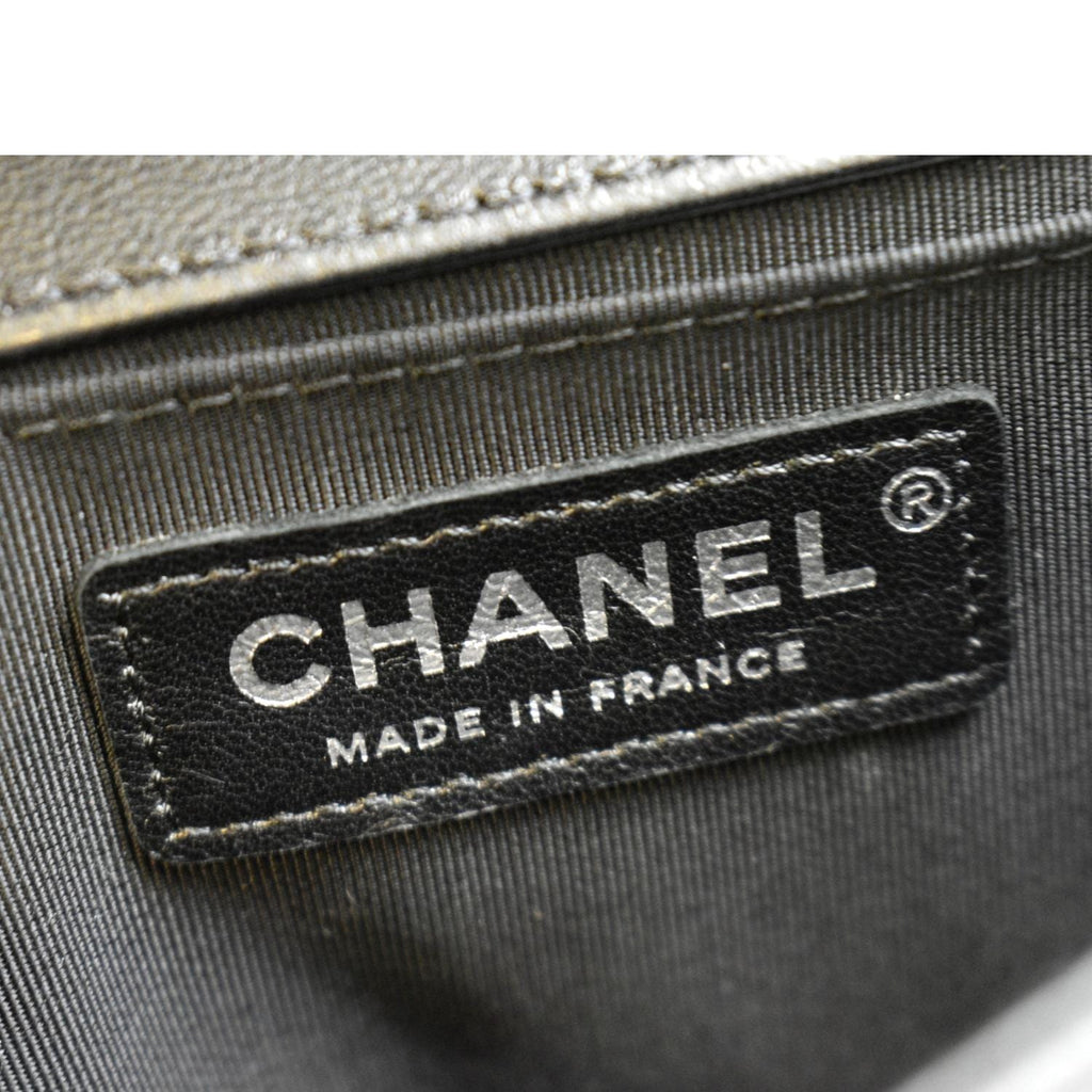 CHANEL Boy Chevron Leather Holographic PVC Crossbody Bag Black