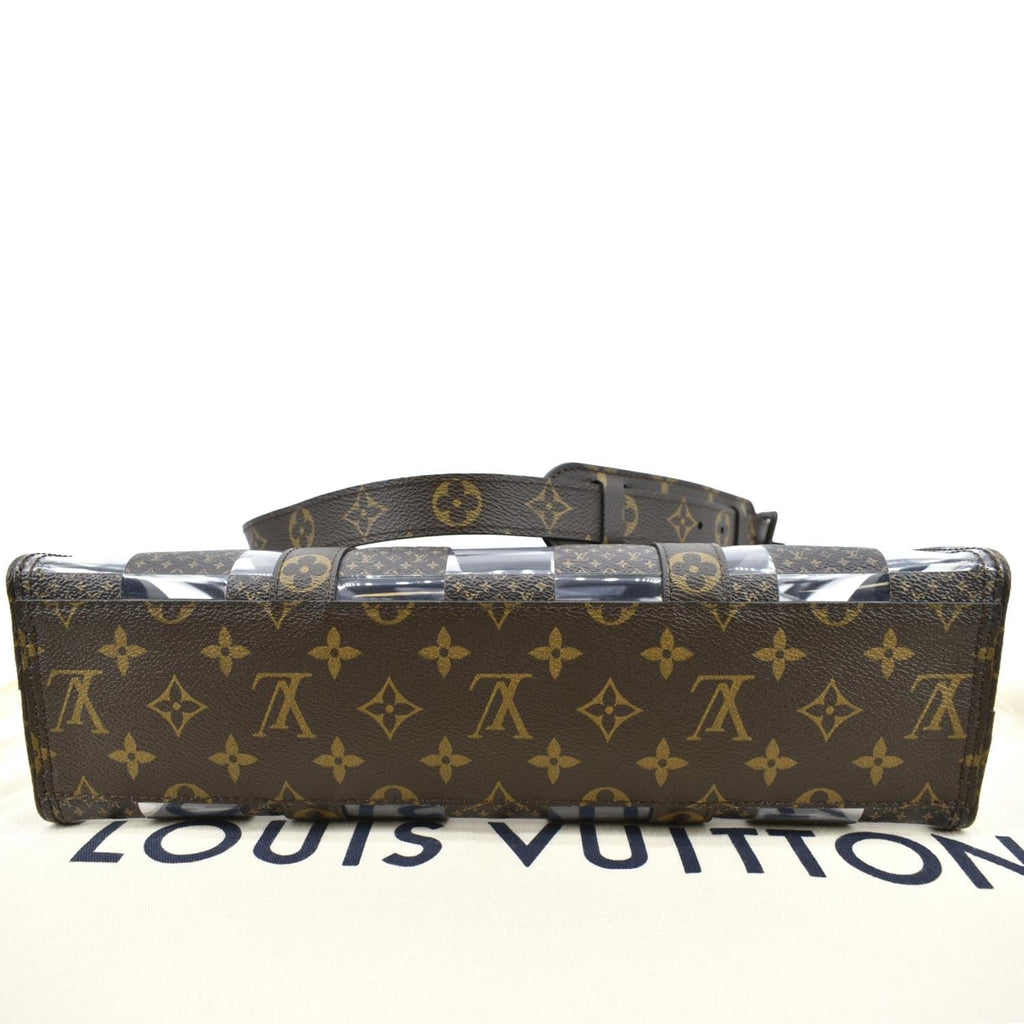 LOUIS VUITTON Sac Plat Chess PVC Monogram Coated Canvas Tote Shoulder Bag Brown