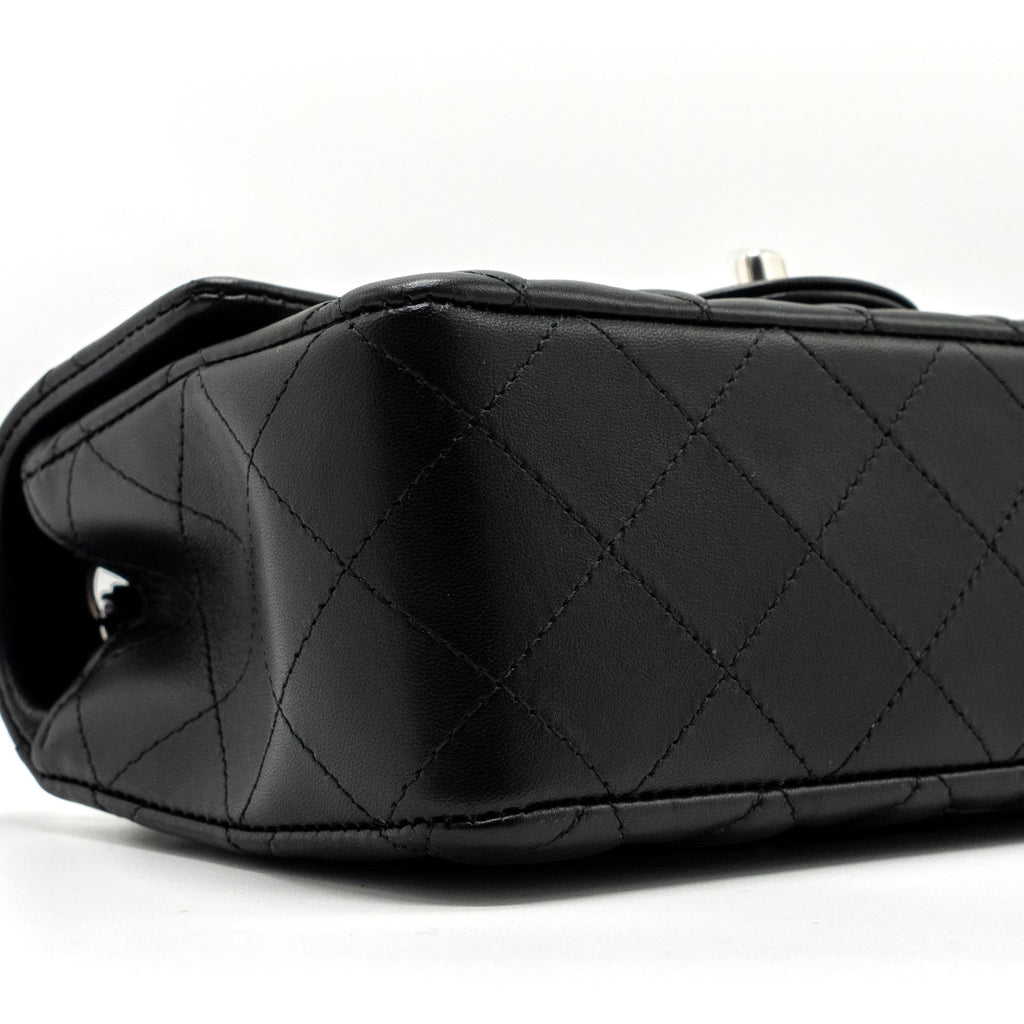 Chanel mini rectangular flap bag lambskin black  (microchip)