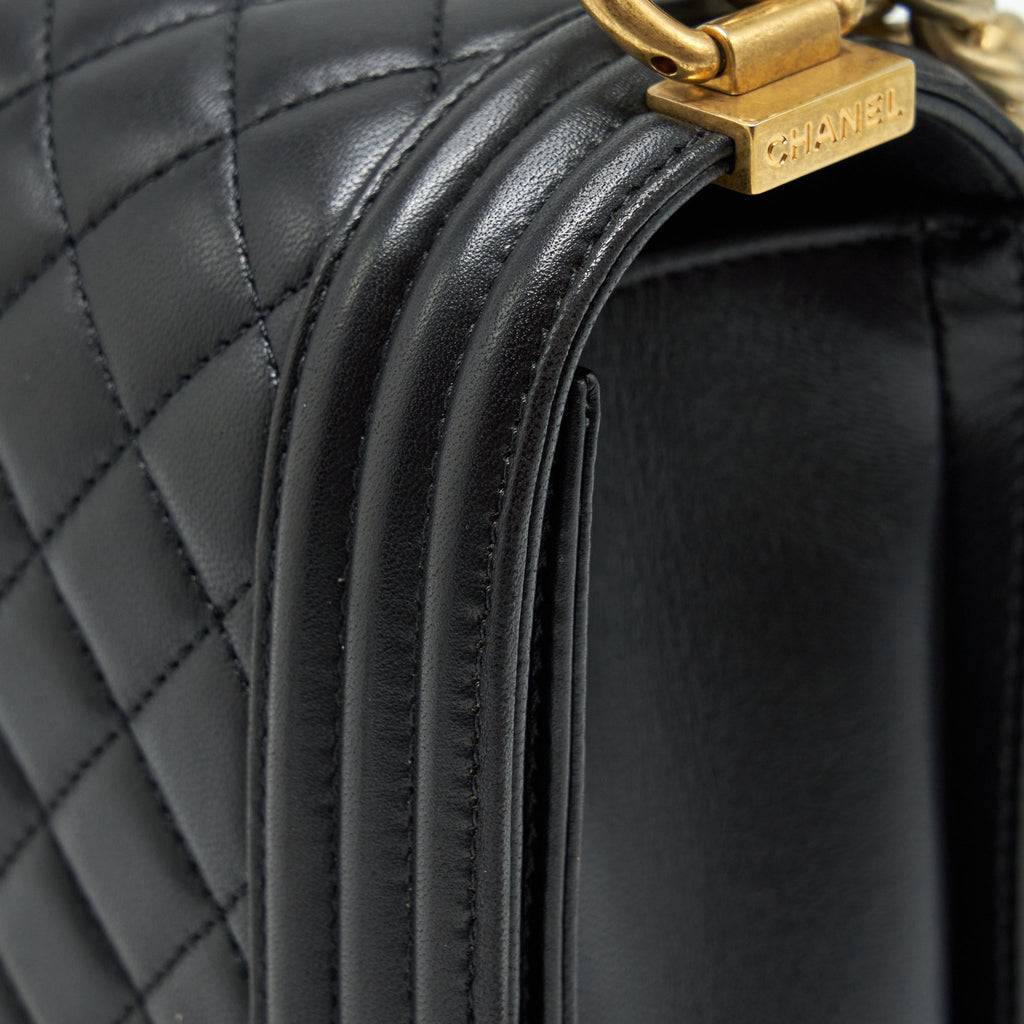 Chanel Boy Bag New Medium (28cm) Lambskin Black Ruthenium