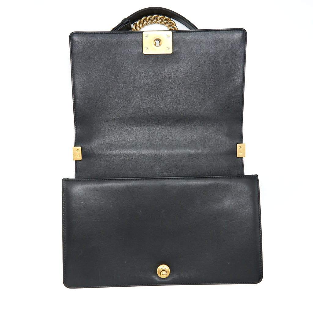 Chanel Boy Bag New Medium (28cm) Lambskin Black Ruthenium